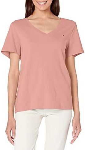 Tommy Hilfiger Women's Short Sleeve V-Neck T-Shirt (Standard and Plus Size) in Saudi Arabia