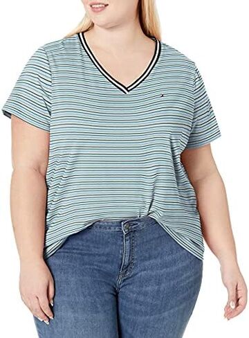 Tommy Hilfiger Women's Short Sleeve V-Neck T-Shirt (Standard and Plus Size) in Saudi Arabia
