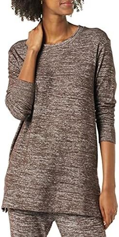 Daily Ritual Women's Cozy Knit Relaxed-Fit Long-Sleeve Side-Vent Crewneck Tunic in Saudi Arabia