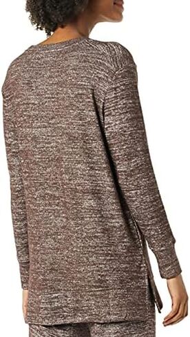 Daily Ritual Women's Cozy Knit Relaxed-Fit Long-Sleeve Side-Vent Crewneck Tunic in Saudi Arabia