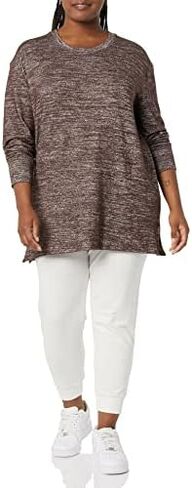 Daily Ritual Women's Cozy Knit Relaxed-Fit Long-Sleeve Side-Vent Crewneck Tunic in Saudi Arabia