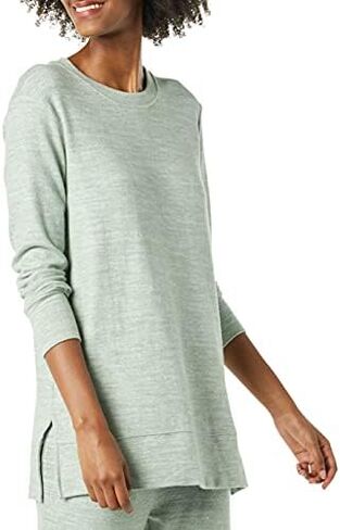 Daily Ritual Women's Cozy Knit Relaxed-Fit Long-Sleeve Side-Vent Crewneck Tunic in Saudi Arabia