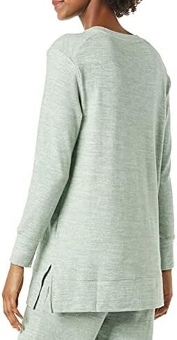 Daily Ritual Women's Cozy Knit Relaxed-Fit Long-Sleeve Side-Vent Crewneck Tunic in Saudi Arabia
