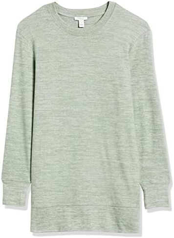 Daily Ritual Women's Cozy Knit Relaxed-Fit Long-Sleeve Side-Vent Crewneck Tunic in Saudi Arabia