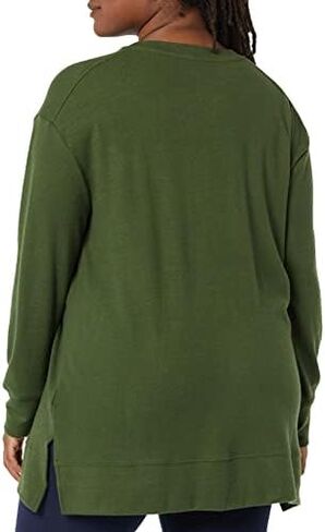 Daily Ritual Women's Cozy Knit Relaxed-Fit Long-Sleeve Side-Vent Crewneck Tunic in Saudi Arabia