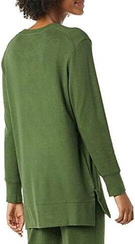 Daily Ritual Women's Cozy Knit Relaxed-Fit Long-Sleeve Side-Vent Crewneck Tunic in Saudi Arabia