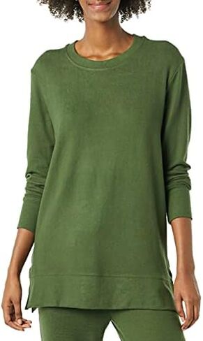Daily Ritual Women's Cozy Knit Relaxed-Fit Long-Sleeve Side-Vent Crewneck Tunic in Saudi Arabia