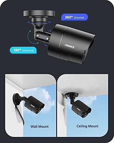 ANNKE 1080p Security Camera 4-in-1 CCTV Bullet Wired Camera, AHD/TVI/CVI/CVBS, IP66 Weatherproof Analog Surveillance Video Add–On Camera for Indoor and Outdoor Use, 100 ft Clear Night Vision - E200 in Kuwait