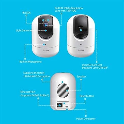 D-Link Security WiFi Smart Camera Full HD Pan/Tilt Wireless Security, Motion & Night Vision, 2 Way Audio, Cloud & Local Recording, Amazon Alexa Google Assistant (DCS-8526LH-US) in Saudi Arabia