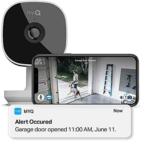 myQ Smart Garage HD Camera - Wifi Enabled - myQ Smartphone Controlled - Two Way Audio - Model SGC1WCH, White in Saudi Arabia
