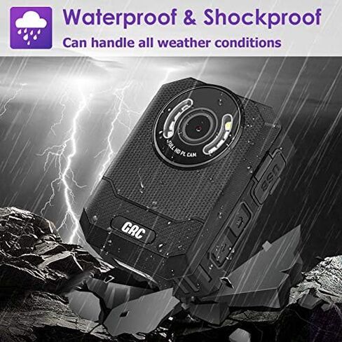 GRC 1296P Police Body Camera with Audio, 128GB Memory, Night Vision,2 Inch Display,Portable Waterproof Body Worn Camera,Premium Body Cam for Law Enforcement Recorder,Personal Use in Saudi Arabia