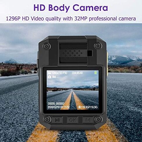 GRC 1296P Police Body Camera with Audio, 128GB Memory, Night Vision,2 Inch Display,Portable Waterproof Body Worn Camera,Premium Body Cam for Law Enforcement Recorder,Personal Use in Saudi Arabia