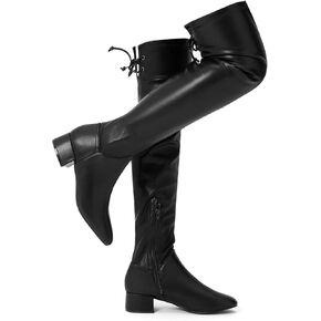 Greatonu Women's Over Knee High Boots Warm Winter Long Boot with Side Zipper Back Lace Fashion Thigh High Boots