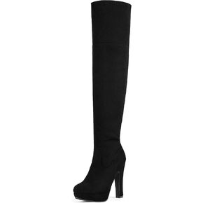 DREAM PAIRS Women's HIGHPLAT Chunky Thigh High Over The Knee High Heel Boots | Chunky High Heel Over The Knee Boots for Party Wedding Vacation in Saudi Arabia