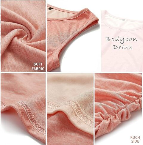 BTFBM Women 2023 Summer Sleeveless Tank Dresses Crew Neck Slim Fit Short Casual Ruched Bodycon Party Club Mini Dress in Saudi Arabia