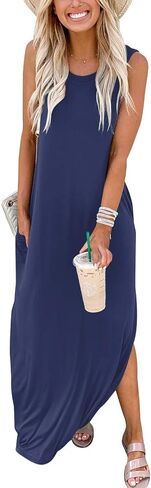 ANRABESS Women's Casual Loose Sundress Long Dress Sleeveless Split Maxi Dresses Summer Beach Dress with Pockets in Saudi Arabia
