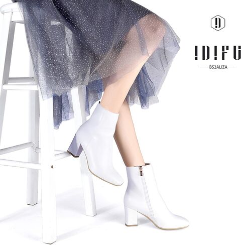 أحذية IDIFU النسائية Aliza Fashion بمقدمة مربعة قصيرة وسحاب جانبي وكعب منخفض للكاحل in Kuwait