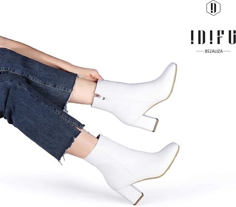 أحذية IDIFU النسائية Aliza Fashion بمقدمة مربعة قصيرة وسحاب جانبي وكعب منخفض للكاحل in Kuwait