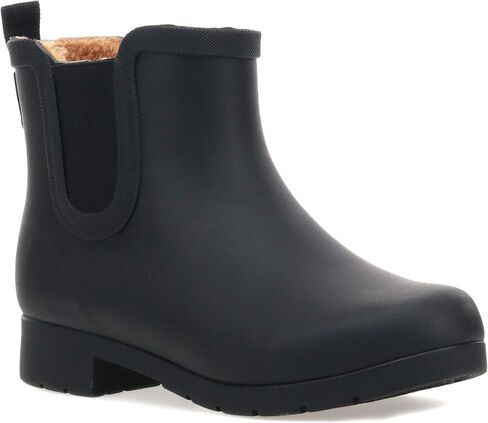 Chooka Women's Delridge Waterproof Faux Fur Chelsea Rain Boot Slip On | Ladies pull-on street style shoes with plush lining, built for puddles, styled for the city in Kuwait