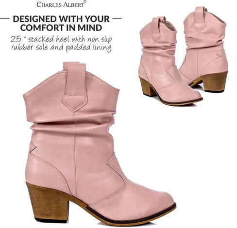 Women's Modern Western Cowboy Distressed Boot with Pull-Up Tabs in Kuwait