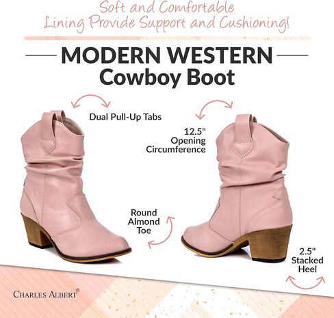 Women's Modern Western Cowboy Distressed Boot with Pull-Up Tabs in Kuwait