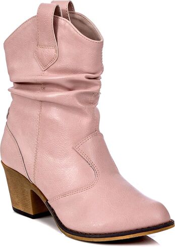 Women's Modern Western Cowboy Distressed Boot with Pull-Up Tabs in Kuwait