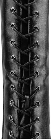Women's Chunky Platform Knee High Boots Lace Up Goth Gogo Boots | 5.7 Inch Block Heel Wide Calf Sexy Long Boots,Gothic Cosplay Halloween Spring Summer Fall Winter Style,Adjustable Lace in Saudi Arabia