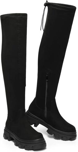 DREAM PAIRS Women's Over The Knee Platform Thigh High Boots Long Stretch Soft Chunky Lug Sole Fall Boots in Kuwait