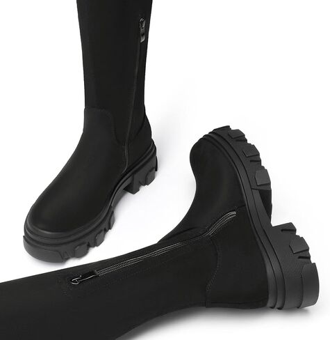 DREAM PAIRS Women's Over The Knee Platform Thigh High Boots Long Stretch Soft Chunky Lug Sole Fall Boots in Kuwait