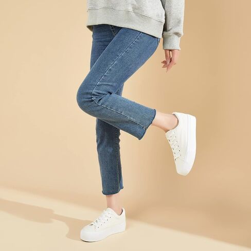 THATXUAOV Womens Platform Sneakers White Tennis Shoes Casual Low Top Fashion Sneakers in Kuwait