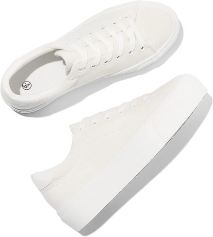 THATXUAOV Womens Platform Sneakers White Tennis Shoes Casual Low Top Fashion Sneakers in Kuwait