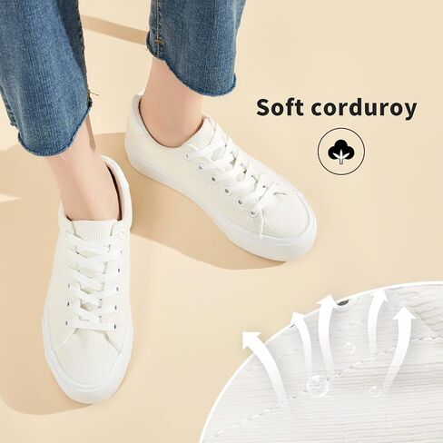 THATXUAOV Womens Platform Sneakers White Tennis Shoes Casual Low Top Fashion Sneakers in Kuwait