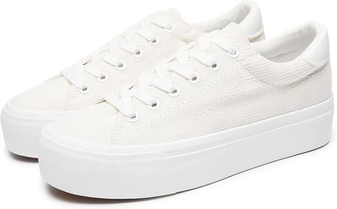THATXUAOV Womens Platform Sneakers White Tennis Shoes Casual Low Top Fashion Sneakers in Kuwait