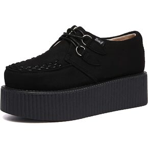 RoseG Women's Handmade Suede Lace Up Flat Platform Creepers Shoe in Saudi Arabia