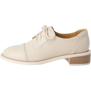 Women's Perforated Classic Lace-up Oxfords Brogue Wingtip Round Toe Derby Saddle Leather Shoes for Women Girls Lady Wife