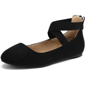 DREAM PAIRS Women's Comfortable Fashion Elastic Ankle Straps Flats Shoes
