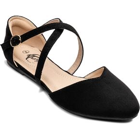 أحذية Trary Flats للسيدات، أحذية D'Orsay Criss Cross Ankle Strap للنساء الأنيقة المريحة، أحذية نسائية مسطحة، أحذية مسطحة أنيقة بمقدمة مدببة للنساء، أحذية باليه مسطحة لحفلات الزفاف مقاس 5 6 7 8 9 10 11