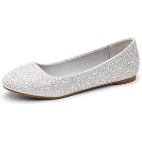 DREAM PAIRS Women's Sole-Shine Rhinestone Ballet Flats Shoes