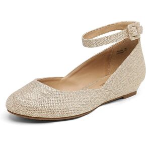 DREAM PAIRS Women's Dress Flats Ballet Low Wedge | Round Toe Flats, Ankle Strap, Comfortable Casual Flat Shoes in Kuwait