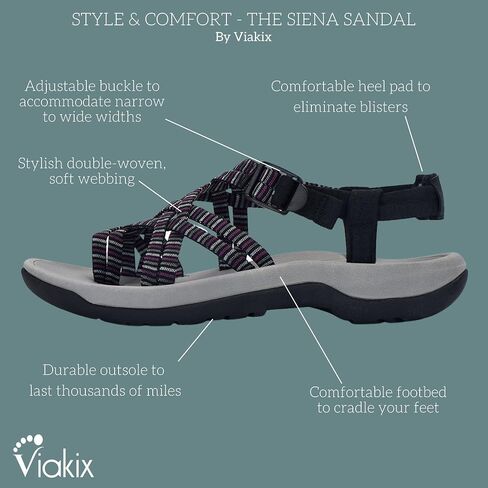 Viakix Womens Walking Sandals: Cute Stylish Comfy Athletic Sport Outdoor Hiking Sandal for Trekking Water Wide Width Beach in Saudi Arabia