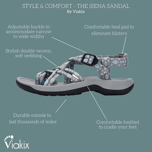 Viakix Womens Walking Sandals: Cute Stylish Comfy Athletic Sport Outdoor Hiking Sandal for Trekking Water Wide Width Beach in Saudi Arabia