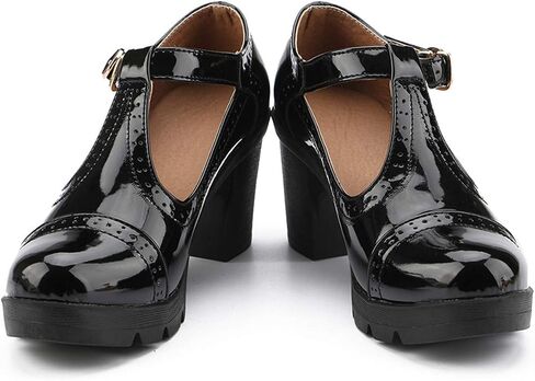 DADAWEN Women's Classic T-Strap Platform Mid-Heel Square Toe Oxfords Dress Shoes in Saudi Arabia