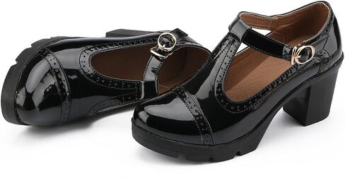 DADAWEN Women's Classic T-Strap Platform Mid-Heel Square Toe Oxfords Dress Shoes in Saudi Arabia