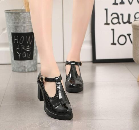 DADAWEN Women's Classic T-Strap Platform Mid-Heel Square Toe Oxfords Dress Shoes in Saudi Arabia