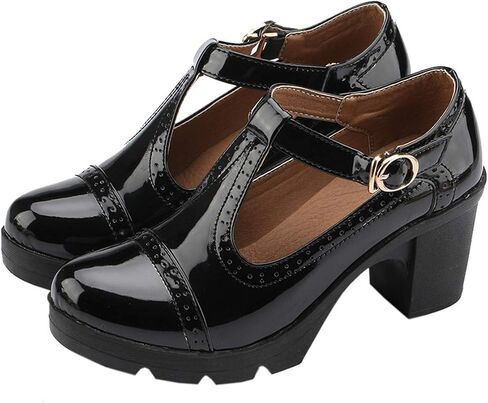 DADAWEN Women's Classic T-Strap Platform Mid-Heel Square Toe Oxfords Dress Shoes in Saudi Arabia