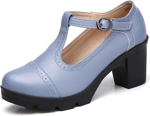 DADAWEN Women's Classic T-Strap Platform Mid-Heel Square Toe Oxfords Dress Shoes in Saudi Arabia