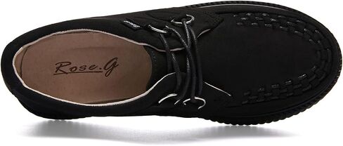 RoseG Women's Handmade Suede Lace Up Flat Platform Creepers Shoe in Saudi Arabia