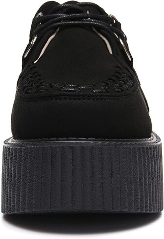 RoseG Women's Handmade Suede Lace Up Flat Platform Creepers Shoe in Saudi Arabia
