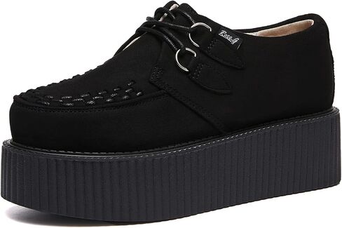 RoseG Women's Handmade Suede Lace Up Flat Platform Creepers Shoe in Saudi Arabia
