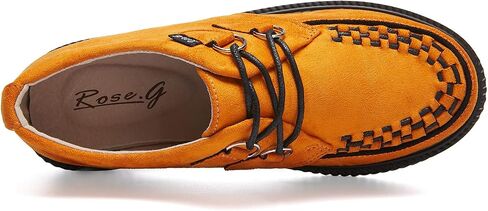 RoseG Women's Handmade Suede Lace Up Flat Platform Creepers Shoe in Saudi Arabia